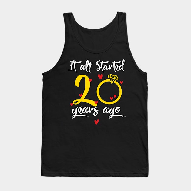 Wedding Anniversary 20 Years Together Golden Family Marriage Gift For Husband And Wife Tank Top by truong-artist-C